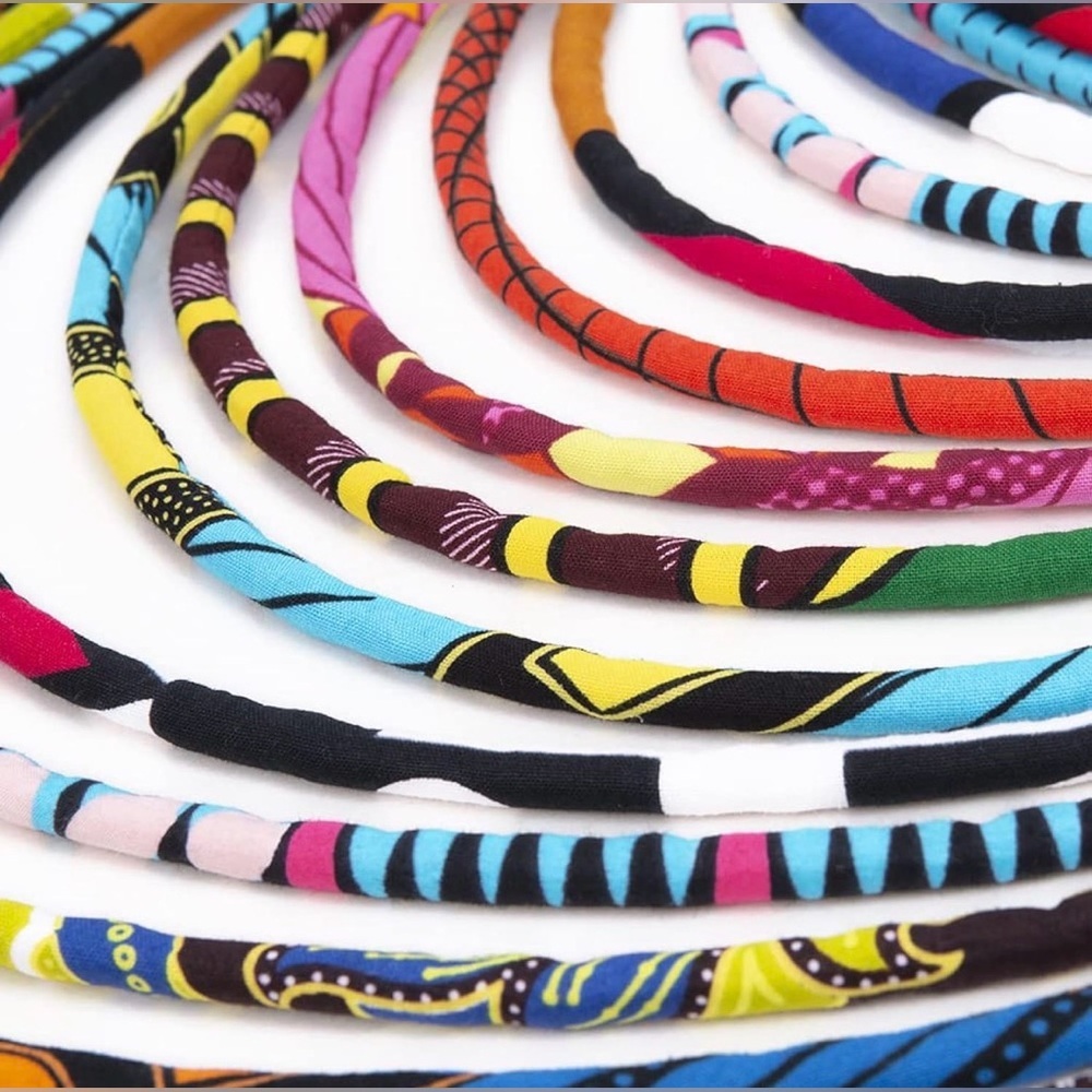 BAZINRICHE Handmade Ankara Kente Multi-Strand African Wax Collar Necklace - Picture 5 of 6